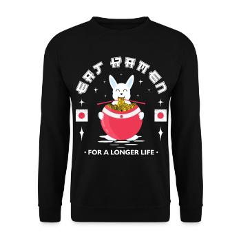 Chemise drôle Manger des ramen pour la longue vie - Sweat-shirt Unisexe - noir - Devant - Alina (178cm) & Michal (187cm)