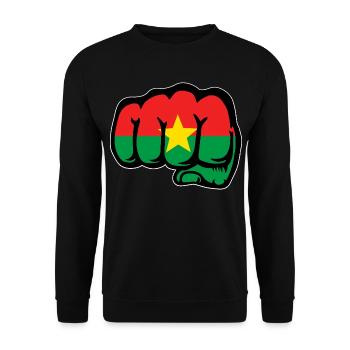 Burkina Faso Flag Fist - Unisex Sweatshirt - black - Front - Alina (178cm) & Michal (187cm)