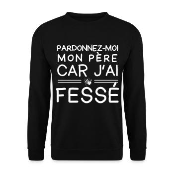 Sorry my father because I spanked - Humor beauf - Unisex Sweatshirt - black - Front - Alina (178cm) & Michal (187cm)