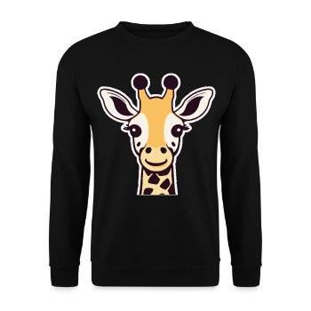 Niedliche Giraffe (Kopf) - Unisex Pullover - Schwarz - Vorne - Alina (178cm) & Michal (187cm)