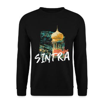Moorish Tower Monserrate Sintra illustration - Unisex Sweatshirt - black - Front - Alina (178cm) & Michal (187cm)