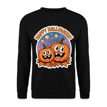 Kuschelige Kürbisköpfe Halloween Duett - Unisex Pullover - Schwarz - Vorne - Alina (178cm) & Michal (187cm)