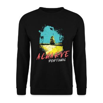 Plage rochers Algarve illustration Portugal - Sweat-shirt Unisexe - noir - Devant - Alina (178cm) & Michal (187cm)