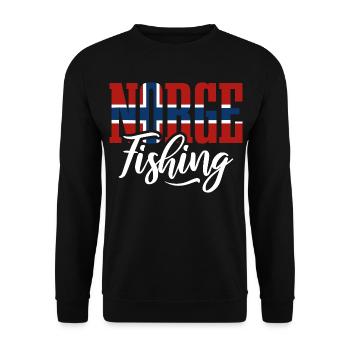 Norge Fishing Flag - Norwegen Angler Geschenk - Unisex Pullover - Schwarz - Vorne - Alina (178cm) & Michal (187cm)