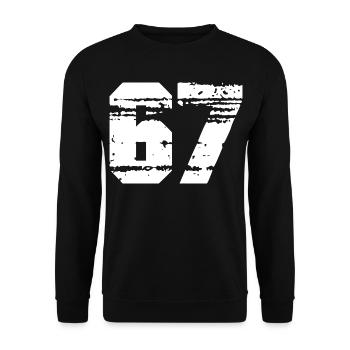 Number 67 in black and white contrast - Unisex Sweatshirt - black - Front - Alina (178cm) & Michal (187cm)