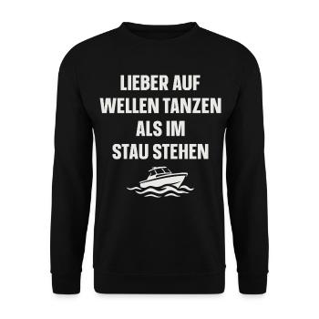 Lieber auf Wellen tanzen als im Stau stehen - Unisex Pullover - Schwarz - Vorne - Alina (178cm) & Michal (187cm)