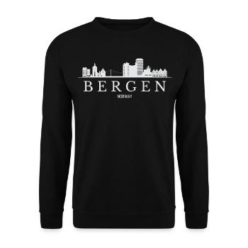 Bergen Skyline, Bergen Norwegen - Unisex Pullover - Schwarz - Vorne - Alina (178cm) & Michal (187cm)
