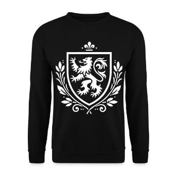 Lion Coat of Arms Design – Middle Ages & Pride - Unisex Sweatshirt - black - Front - Alina (178cm) & Michal (187cm)