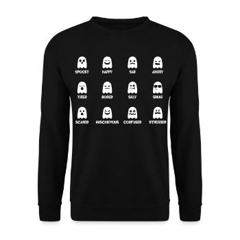Des visages fantômes aux humeurs variées - Sweat-shirt Unisexe - noir - Devant - Alina (178cm) & Michal (187cm)