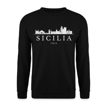 La silhouette de la Sicile, Italie de la Sicile - Sweat-shirt Unisexe - noir - Devant - Alina (178cm) & Michal (187cm)