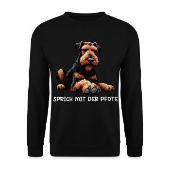 Sprich mit der Pfote Airedale Terrier Airedales  - Unisex Pullover - Schwarz - Vorne - Alina (178cm) & Michal (187cm)
