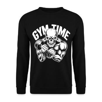 Skull Workout Bodybuilding Gym Time - Unisex Sweatshirt - black - Front - Alina (178cm) & Michal (187cm)