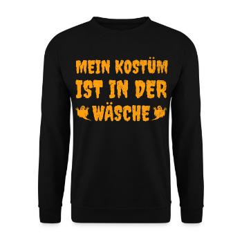 Mein Kostüm Ist In Der Wäsche | Lustiges Halloween - Unisex Pullover - Schwarz - Vorne - Alina (178cm) & Michal (187cm)
