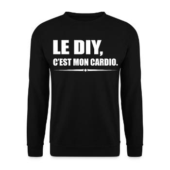 Le DIY c’est mon cardio version bricoleur - Sweat-shirt Unisexe - noir - Devant - Alina (178cm) & Michal (187cm)