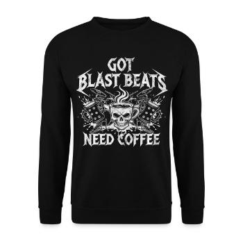 Coffee meets blast beats - Unisex Sweatshirt - black - Front - Alina (178cm) & Michal (187cm)