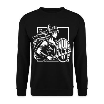 Conception de la vierge au bouclier – Viking fort - Sweat-shirt Unisexe - noir - Devant - Alina (178cm) & Michal (187cm)