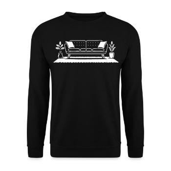Retro Sofa Design – Möbel mit Stil - Unisex Pullover - Schwarz - Vorne - Alina (178cm) & Michal (187cm)