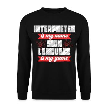 Interprète en langue des signes ASL Langue des signes - Sweat-shirt Unisexe - noir - Devant - Alina (178cm) & Michal (187cm)