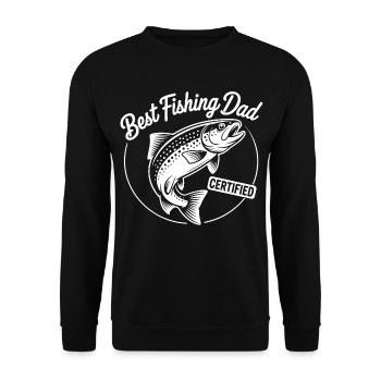 Bester Angler Papa Zertifiziert - Unisex Pullover - Schwarz - Vorne - Alina (178cm) & Michal (187cm)