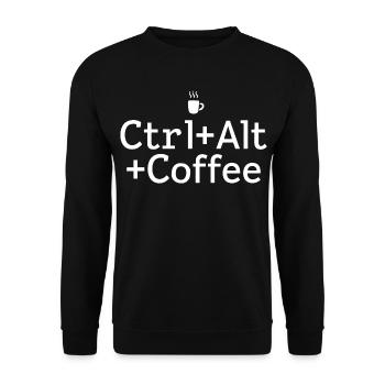 Kaffee-Pause Ctrl-Alt-Coffee - Unisex Pullover - Schwarz - Vorne - Alina (178cm) & Michal (187cm)