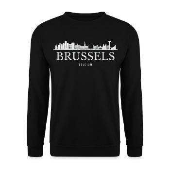 Brussels skyline, Brussels Belgium - Unisex Sweatshirt - black - Front - Alina (178cm) & Michal (187cm)