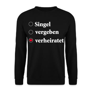Sélection du statut de la relation Célibataire - Coeur marié - Sweat-shirt Unisexe - noir - Devant - Alina (178cm) & Michal (187cm)