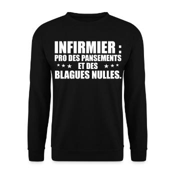 Infirmier pro des pansements et des blagues nulles - Sweat-shirt Unisexe - noir - Devant - Alina (178cm) & Michal (187cm)