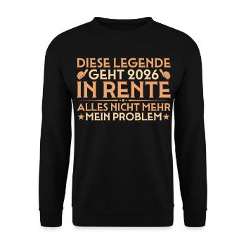 Rente 2026 Kollege Abschied - Rentner - Unisex Pullover - Schwarz - Vorne - Alina (178cm) & Michal (187cm)