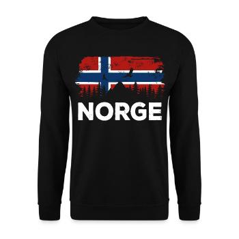 Norge - Norwegen Flagge - Urlaub Natur Geschenk - Unisex Pullover - Schwarz - Vorne - Alina (178cm) & Michal (187cm)
