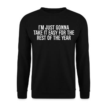 Für den Rest lasse ich es einfach ruhig angehen - Unisex Pullover - Schwarz - Vorne - Alina (178cm) & Michal (187cm)