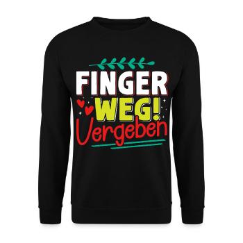 Malle FINGER WEG VERGEBEN Lustiges - Unisex Pullover - Schwarz - Vorne - Alina (178cm) & Michal (187cm)
