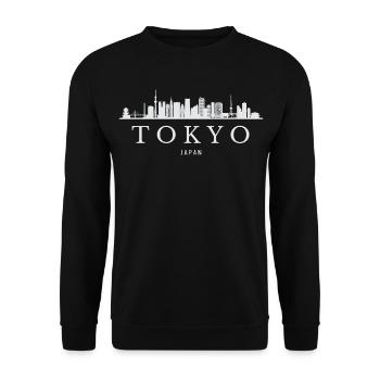 Tokio Skyline, Tokio, Japan - Unisex Pullover - Schwarz - Vorne - Alina (178cm) & Michal (187cm)