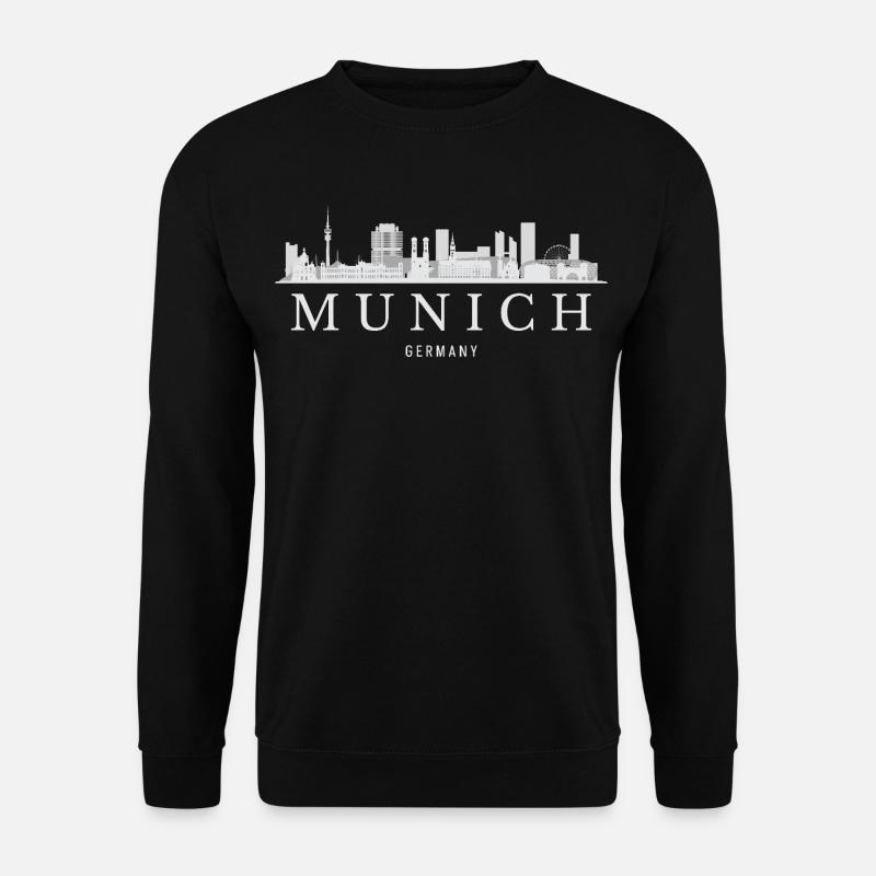 Münchner Skyline, München, Deutschland - Unisex Pullover - Schwarz