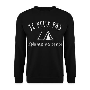 Je peux pas j’plante ma tente Humour camping - Sweat-shirt Unisexe - noir - Devant - Alina (178cm) & Michal (187cm)