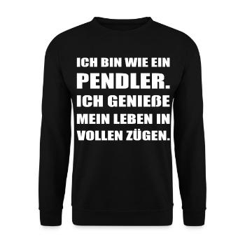Pendler Spruch Lustig Genieße das Leben Design - Unisex Pullover - Schwarz - Vorne - Alina (178cm) & Michal (187cm)