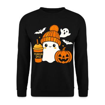 Süßer Geist Kaffee Mütze Cartoon Halloween - Unisex Pullover - Schwarz - Vorne - Alina (178cm) & Michal (187cm)