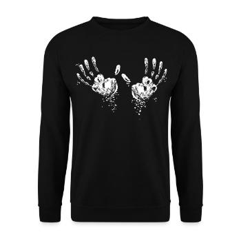 Chalk Handprint Chalk - Boulder / Climbing / Gym - Unisex Sweatshirt - black - Front - Alina (178cm) & Michal (187cm)