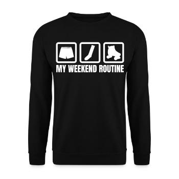 Meine Wochenendroutine - Unisex Pullover - Schwarz - Vorne - Alina (178cm) & Michal (187cm)