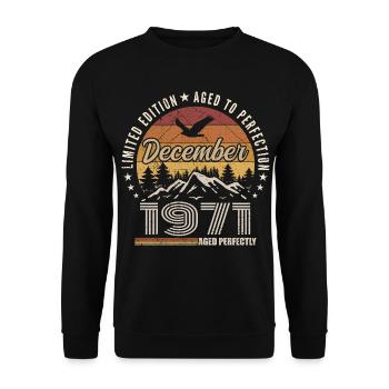 Décembre 1971 Édition Originale Cadeau décembre  - Sweat-shirt Unisexe - noir - Devant - Alina (178cm) & Michal (187cm)
