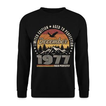 Dezember 1977 Originalausgabe Dezember-Geschenk - Unisex Pullover - Schwarz - Vorne - Alina (178cm) & Michal (187cm)