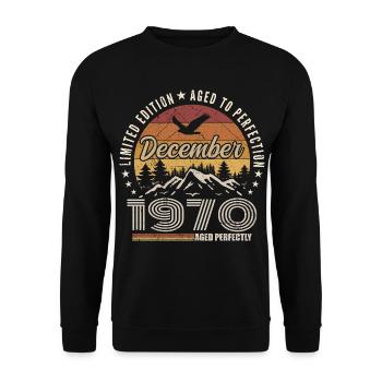 Décembre 1970 Édition Originale Cadeau décembre  - Sweat-shirt Unisexe - noir - Devant - Alina (178cm) & Michal (187cm)