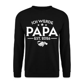 Ich werde Papa 2026 - Schwangerschaftsankündigung - Unisex Pullover - Schwarz - Vorne - Alina (178cm) & Michal (187cm)