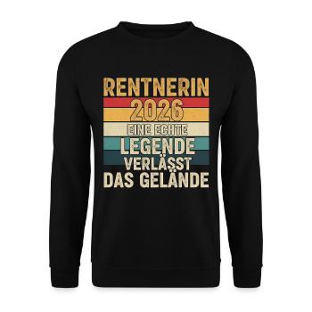 Rentnerin 2026 Echte Legende verlässt das Gelände - Unisex Pullover - Schwarz - Vorne - Alina (178cm) & Michal (187cm)