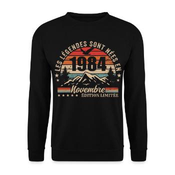 Awesome since November 1984 | November 1984 - Unisex Sweatshirt - black - Front - Alina (178cm) & Michal (187cm)