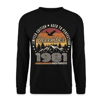 Décembre 1981 Édition Originale Cadeau décembre  - Sweat-shirt Unisexe - noir - Devant - Alina (178cm) & Michal (187cm)