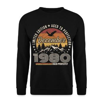 Décembre 1980 Édition Originale Cadeau décembre  - Sweat-shirt Unisexe - noir - Devant - Alina (178cm) & Michal (187cm)