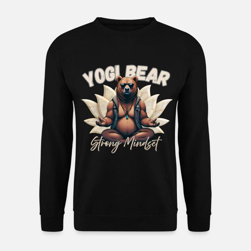 Yogi Bear – Strong Mindset | Spiritueller Bär - Unisex Pullover - Schwarz