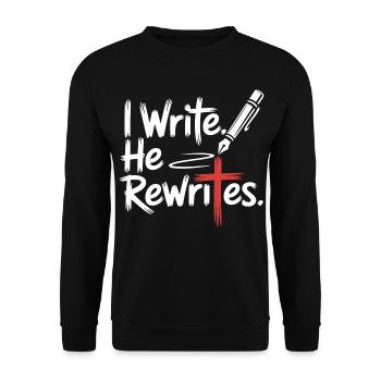 I Write He Rewrites Faith Jesus - Unisex Sweatshirt - black - Front - Alina (178cm) & Michal (187cm)