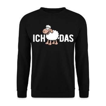 Ich SCHAF das - Wortspiel mit Schaf - Unisex Pullover - Schwarz - Vorne - Alina (178cm) & Michal (187cm)