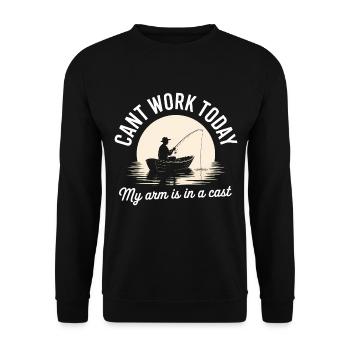 Can't work today, My arm is in a cast - Funny Fish - Unisex Sweatshirt - black - Front - Alina (178cm) & Michal (187cm)